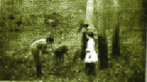 vintage zoo photo family with deer