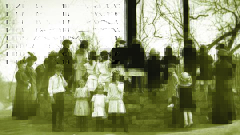 vintage zoo photo children looking at bear