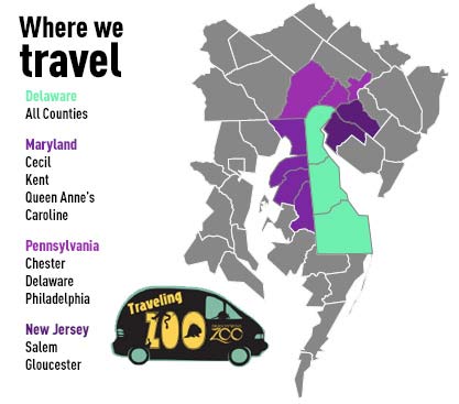 Where does the Brandywine Zoo travel